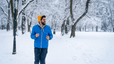 Man running outside in the winter