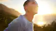 Man on an outdoor run using running mantras to focus.