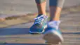 Closeup shot of sneakers walking