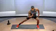 Man does a lateral lunge, a gluteus minimus exercise