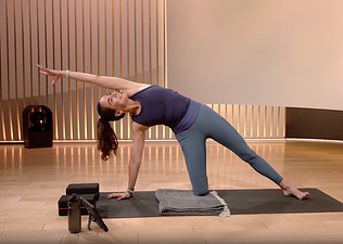 Peloton instructor Mariana Fernández teaching a morning yoga class