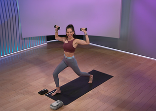 Peloton instructor Mariana Fernandez teaches a yoga with weights workout class on Peloton called Sculpt Flow.