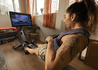 Rowing on a rowing machine