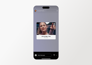 Sharing an Olivia Amato 30 min Walk + Run class to Instagram stories