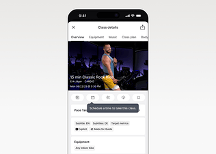scheduling an Erik Jager 15 min Classic Rock Ride on the Peloton App 