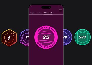 Peloton milestone badges displayed on a phone screen