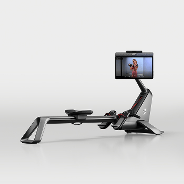 Peloton Row plus with a low-profile frame and large built-in touchscreen display