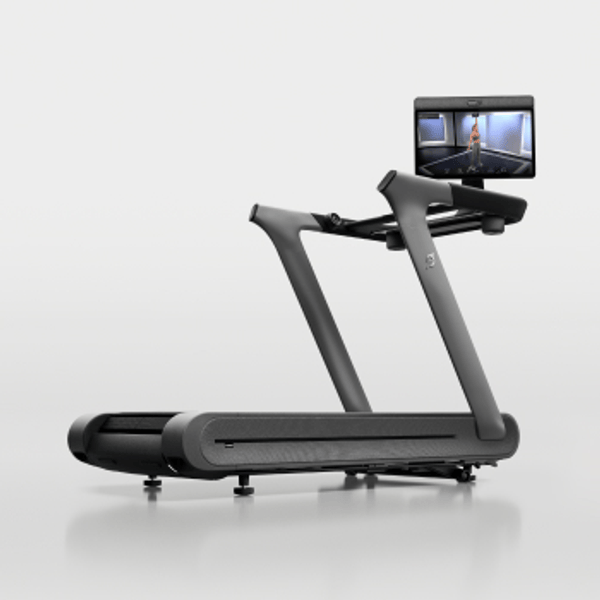 Peloton Tread plus with a sleek black frame and large built-in touchscreen display