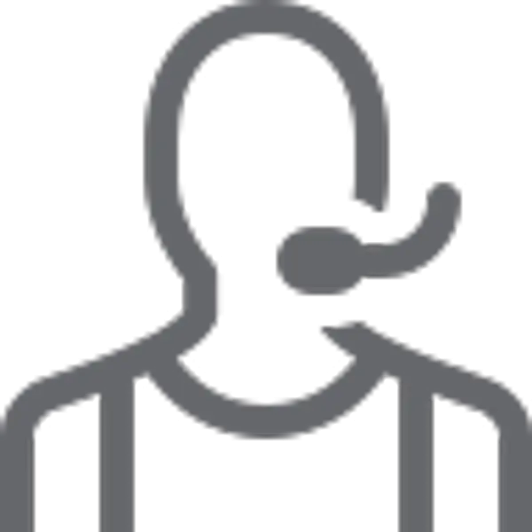 Outline icon of a person wearing a headset with a microphone.