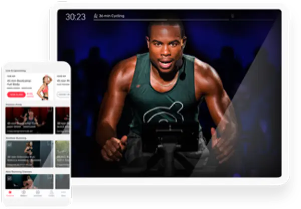 Snippets of an instructor doing a live class and the other training programs through Peleton app. 