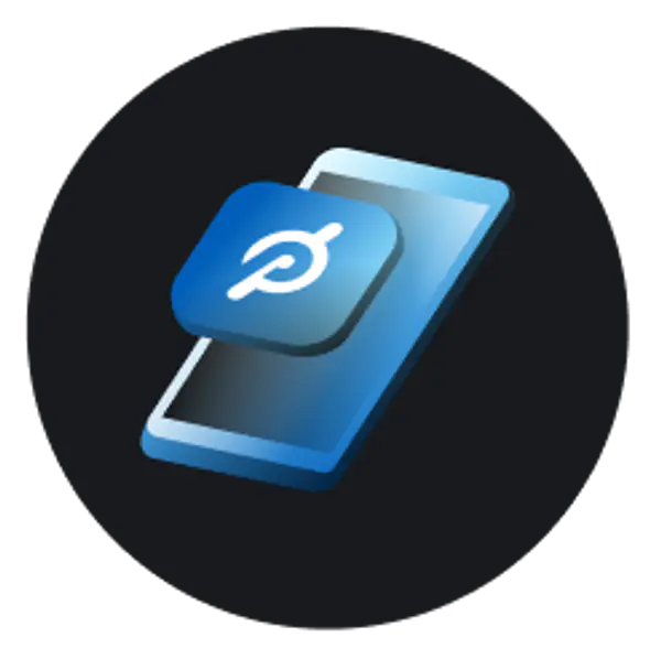 Illustration of a mobile phone screen with the Peloton app logo displayed.