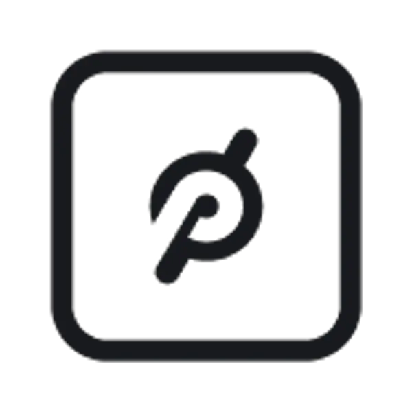 Black Peloton “P” logo inside a rounded square.