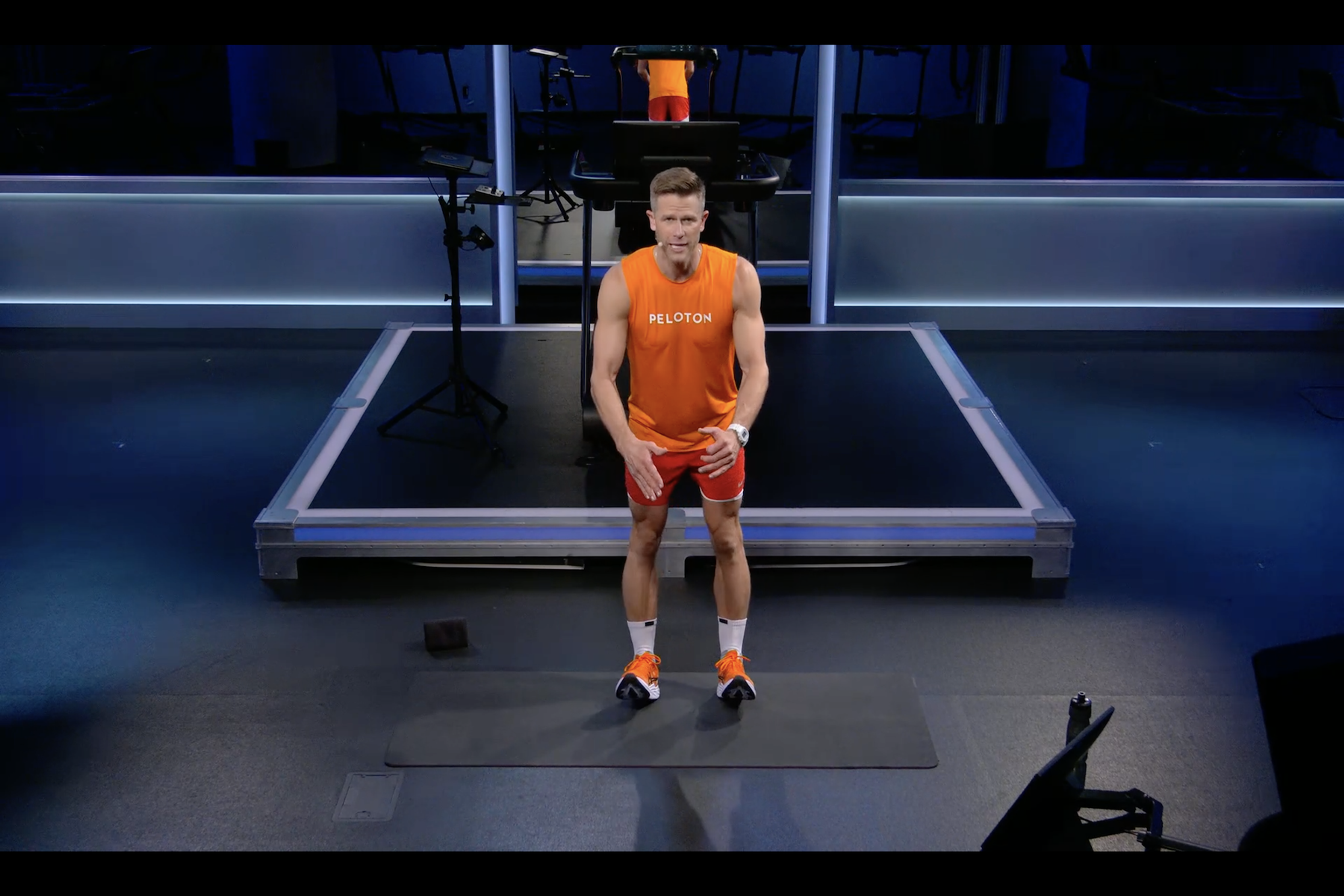 Man does ankle strengthening exercises