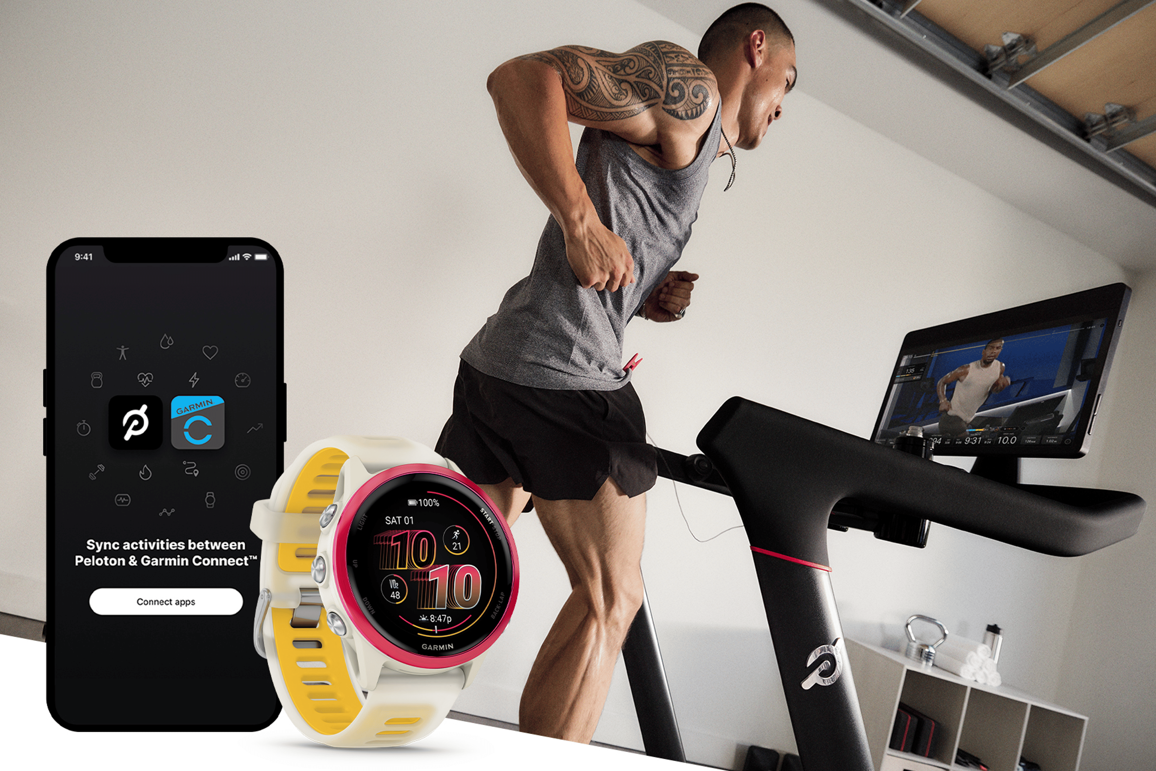 Peloton Tread with Garmin Connect app and watch