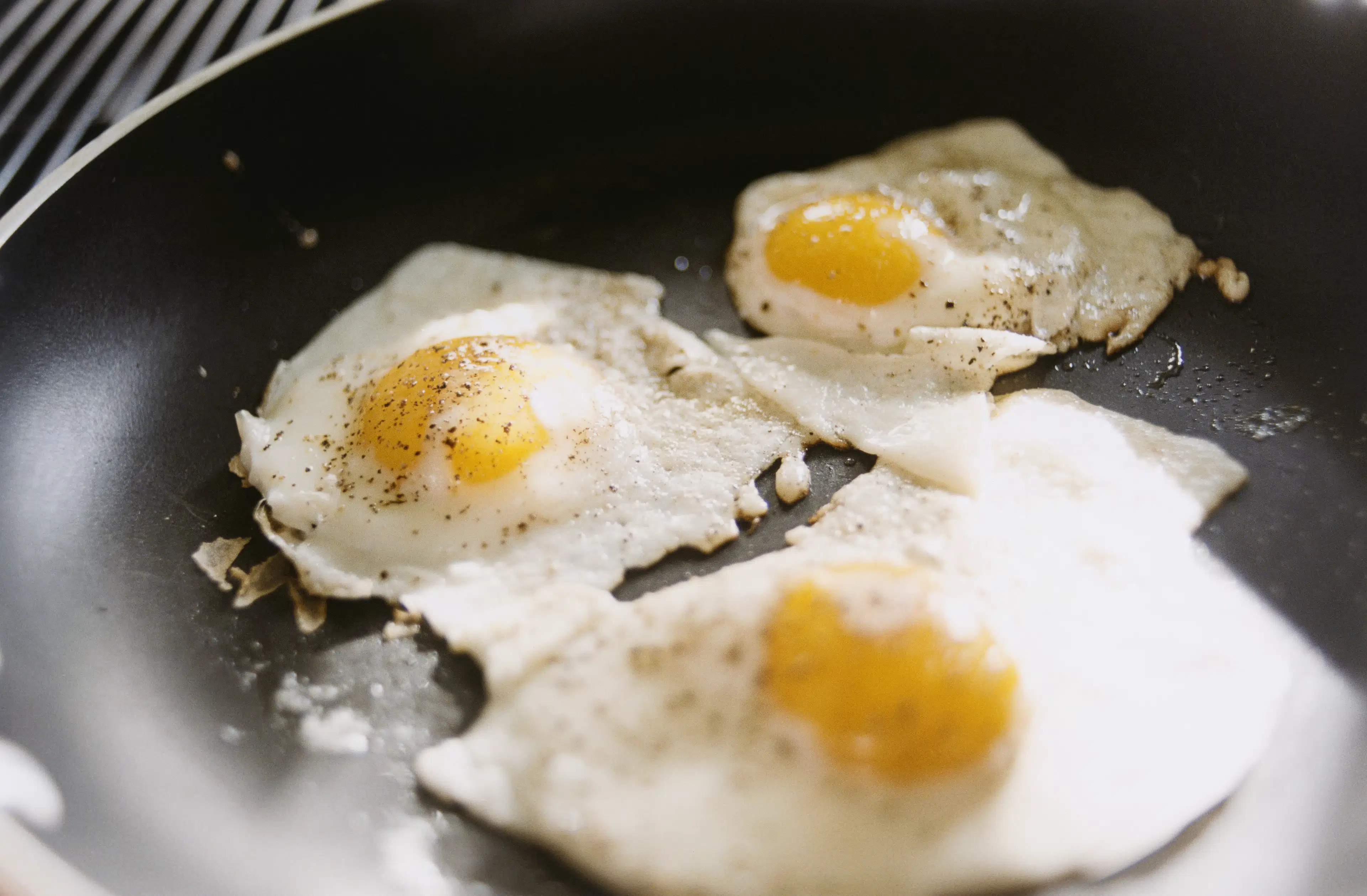 Fried eggs in a frying pan