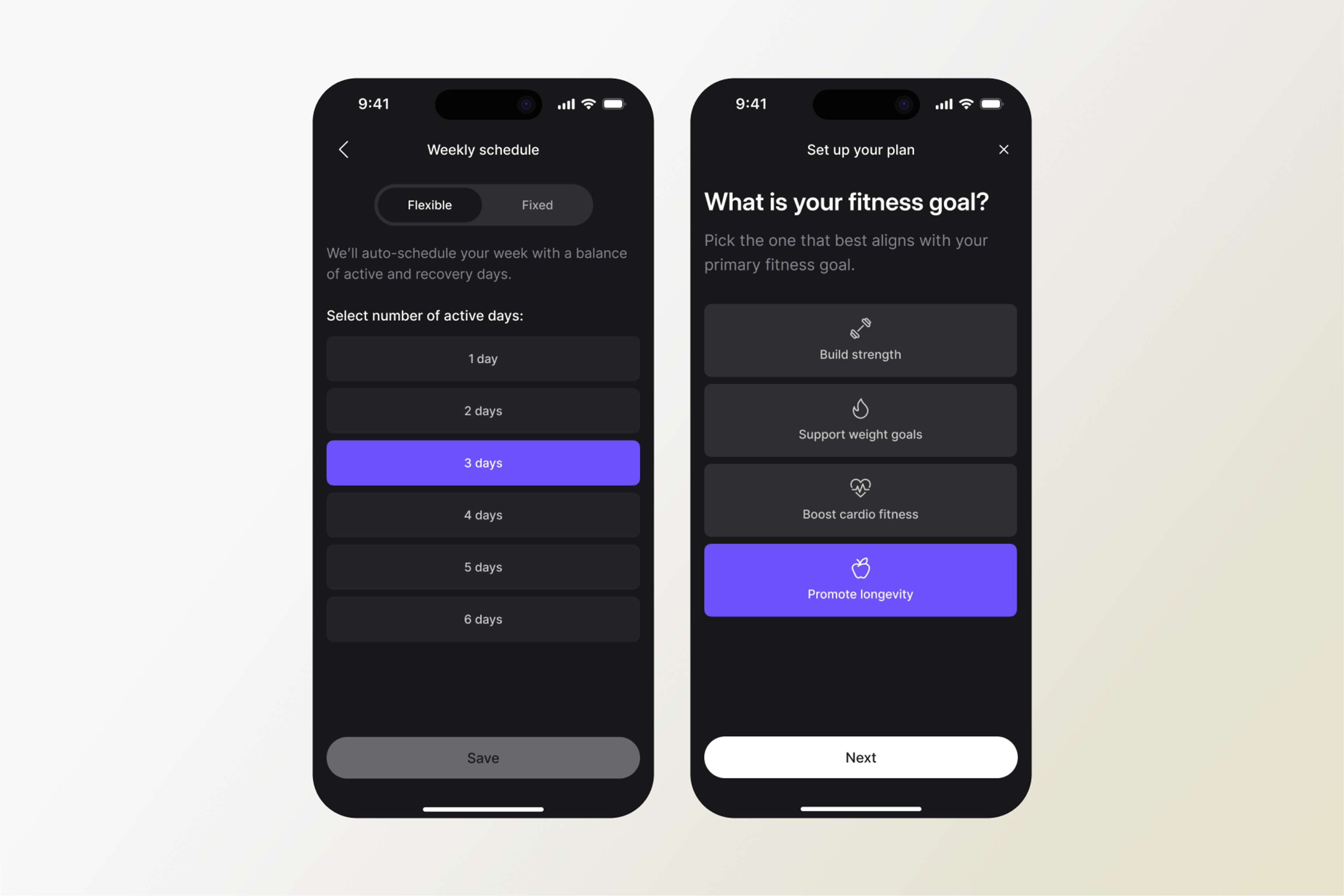 Phone screen shows how to enroll in a Peloton Personalized Plan