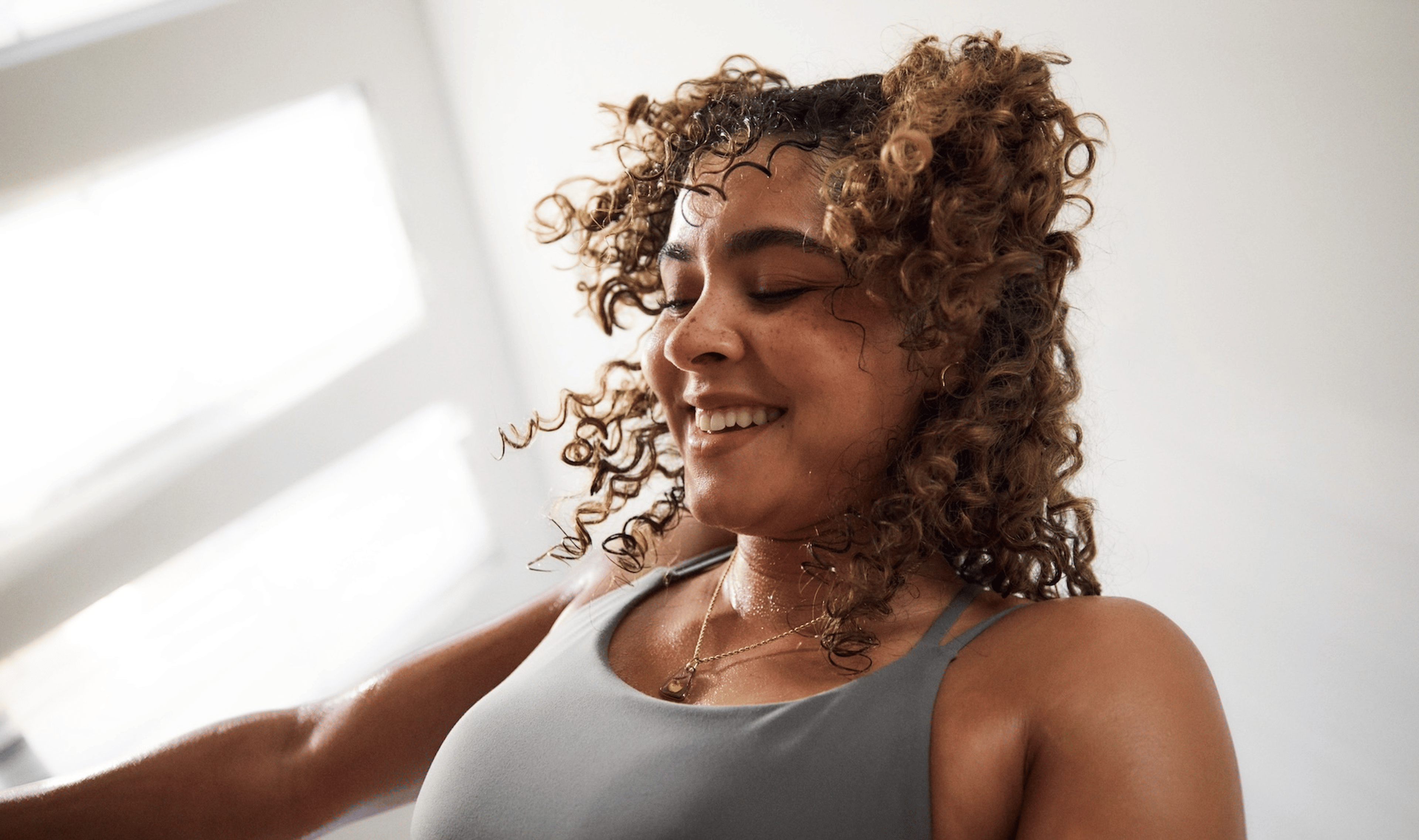 Woman meditating after a workout