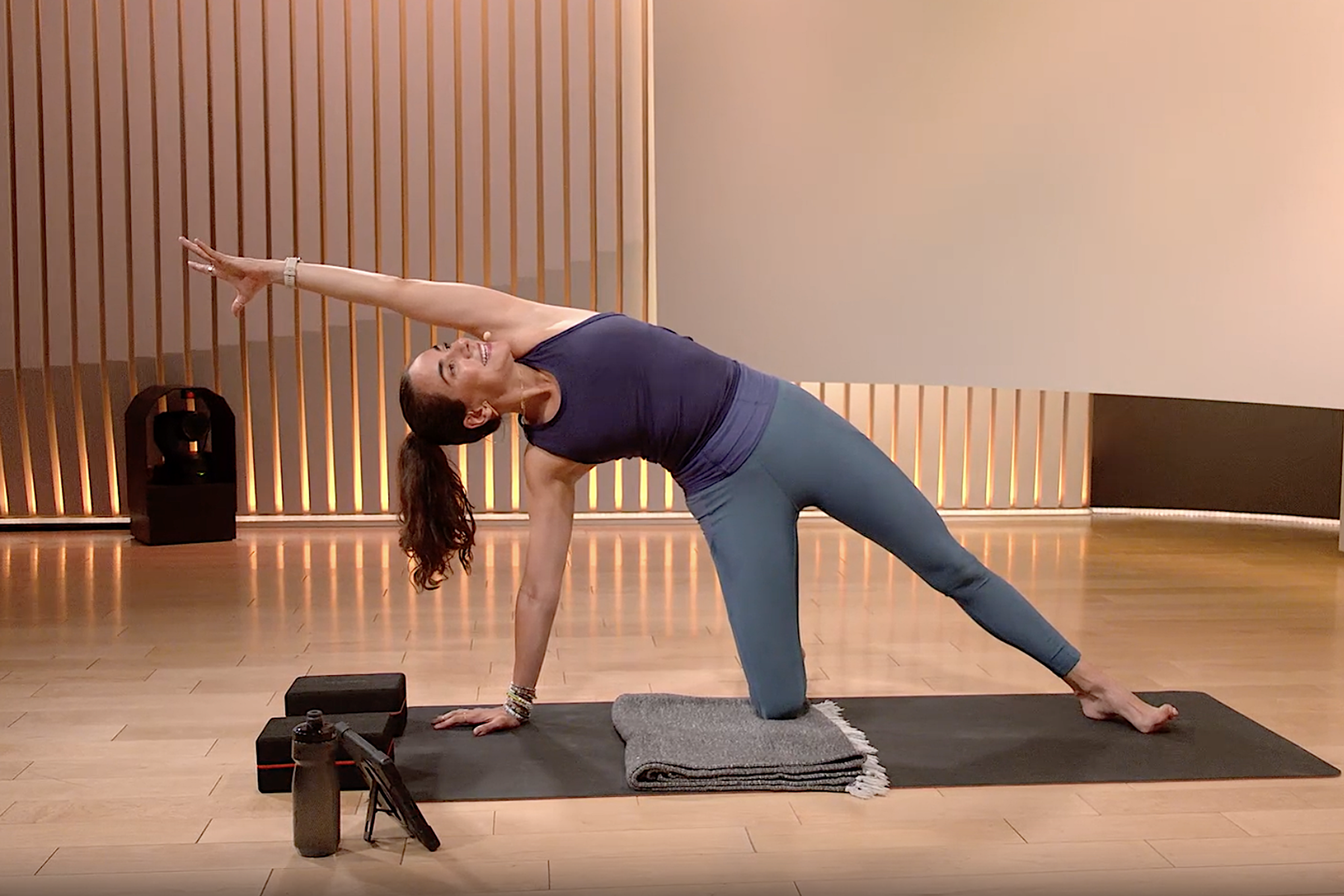 Peloton instructor Mariana Fernández teaching a morning yoga class