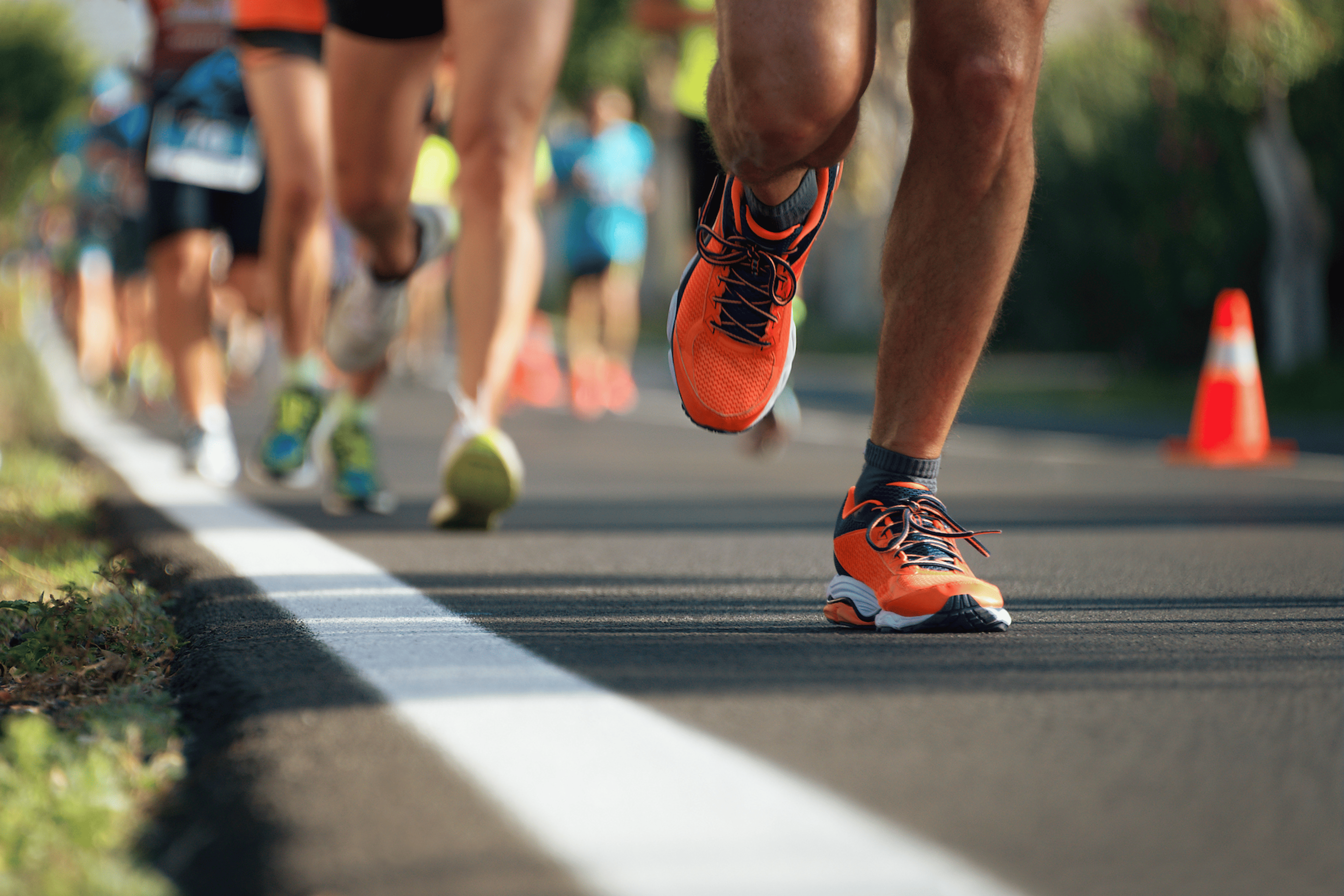 Runners on a paved road, pronation vs. supination