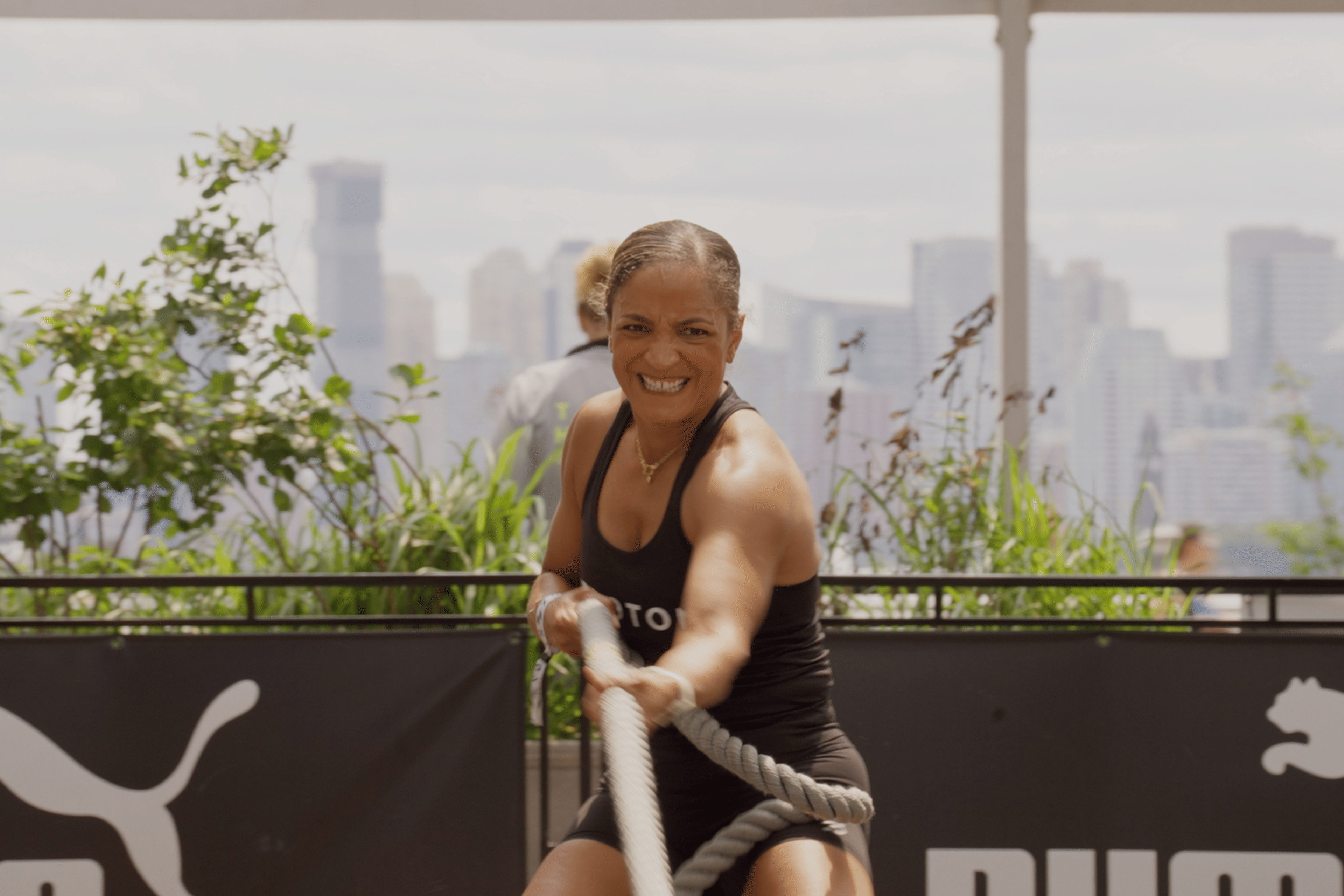 Peloton instructor Joslyn Thompson Rule competes at a HYROX race.