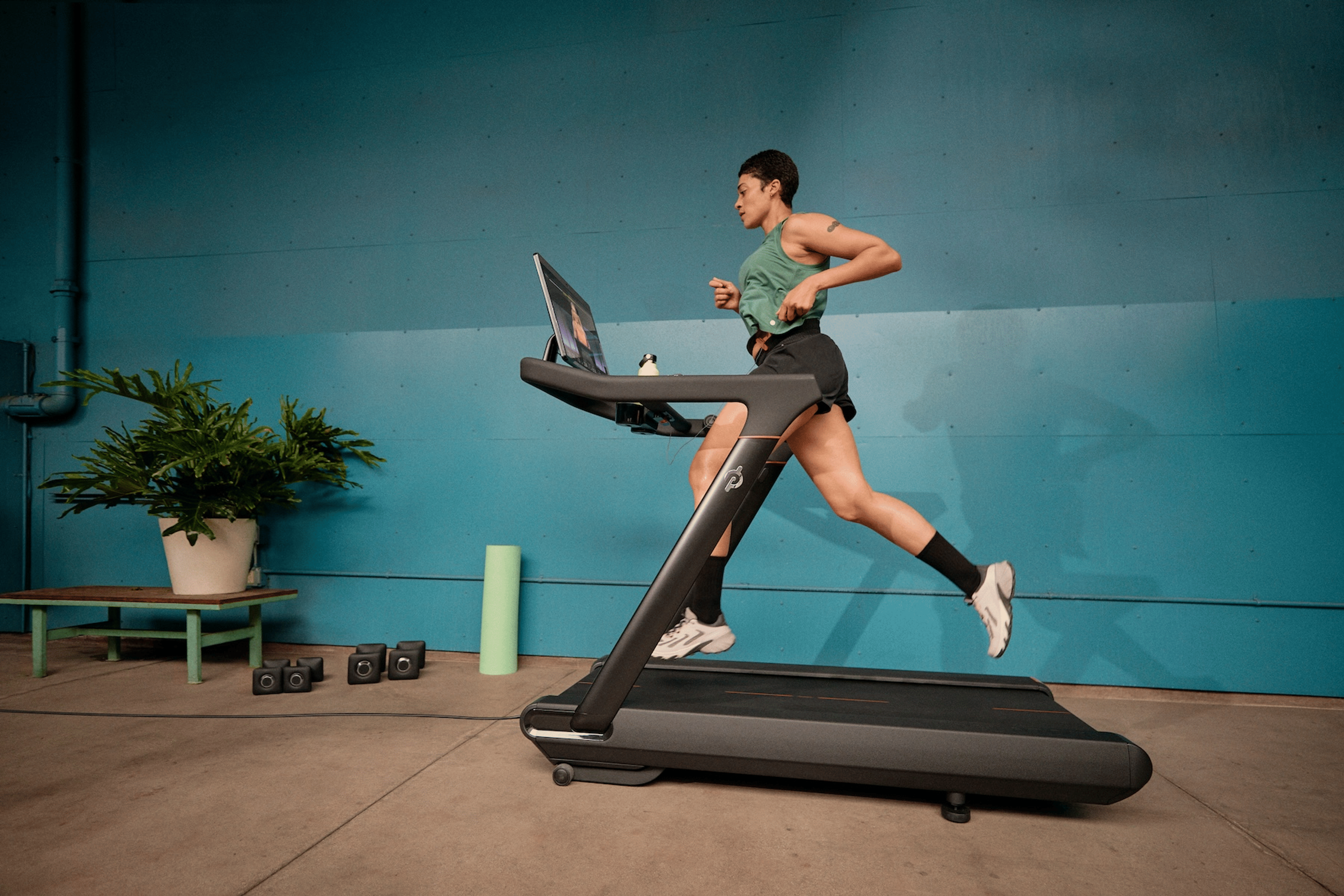 Running at home on a Peloton Tread+