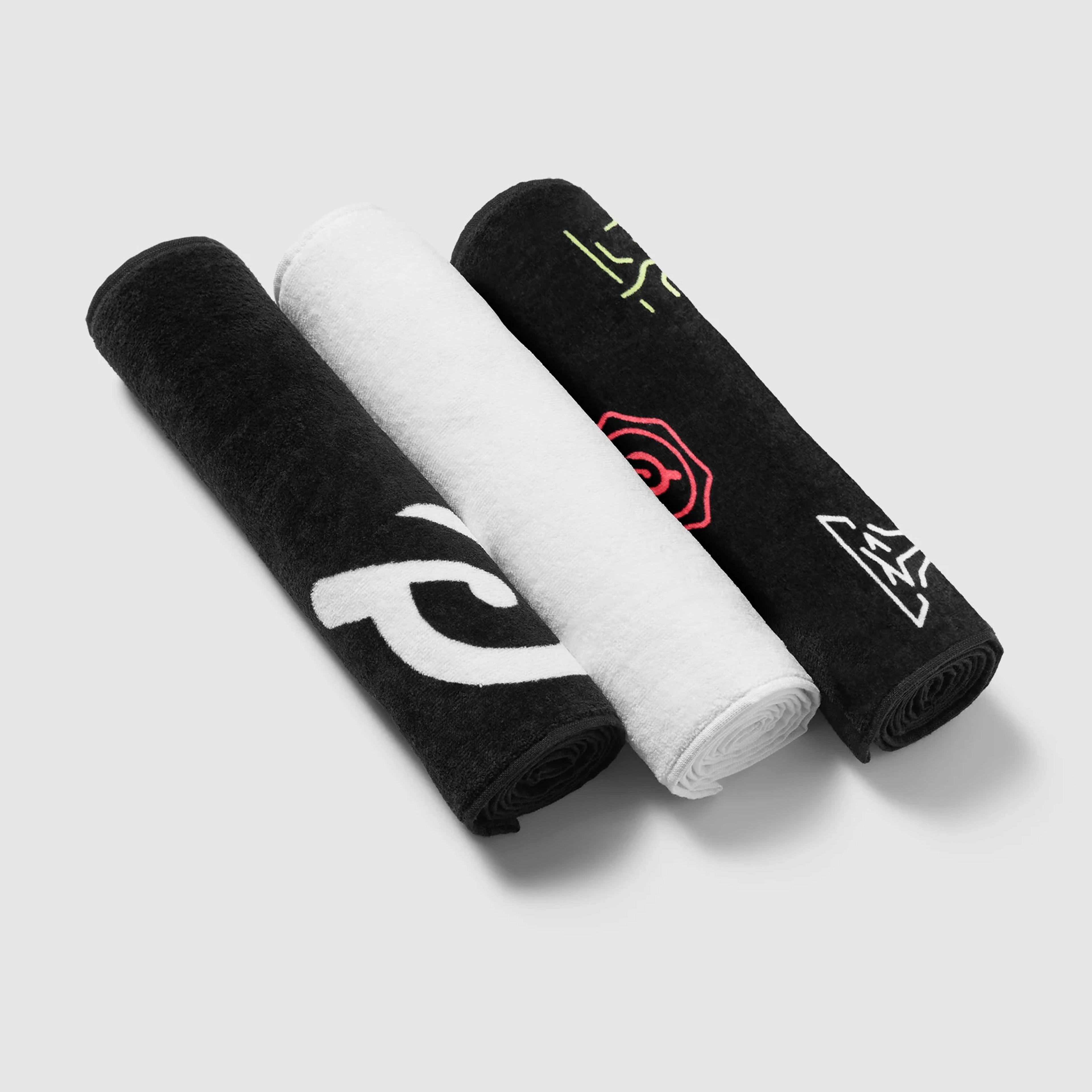 A pack of three Peloton sweat towels in a list of Peloton bike accessories.