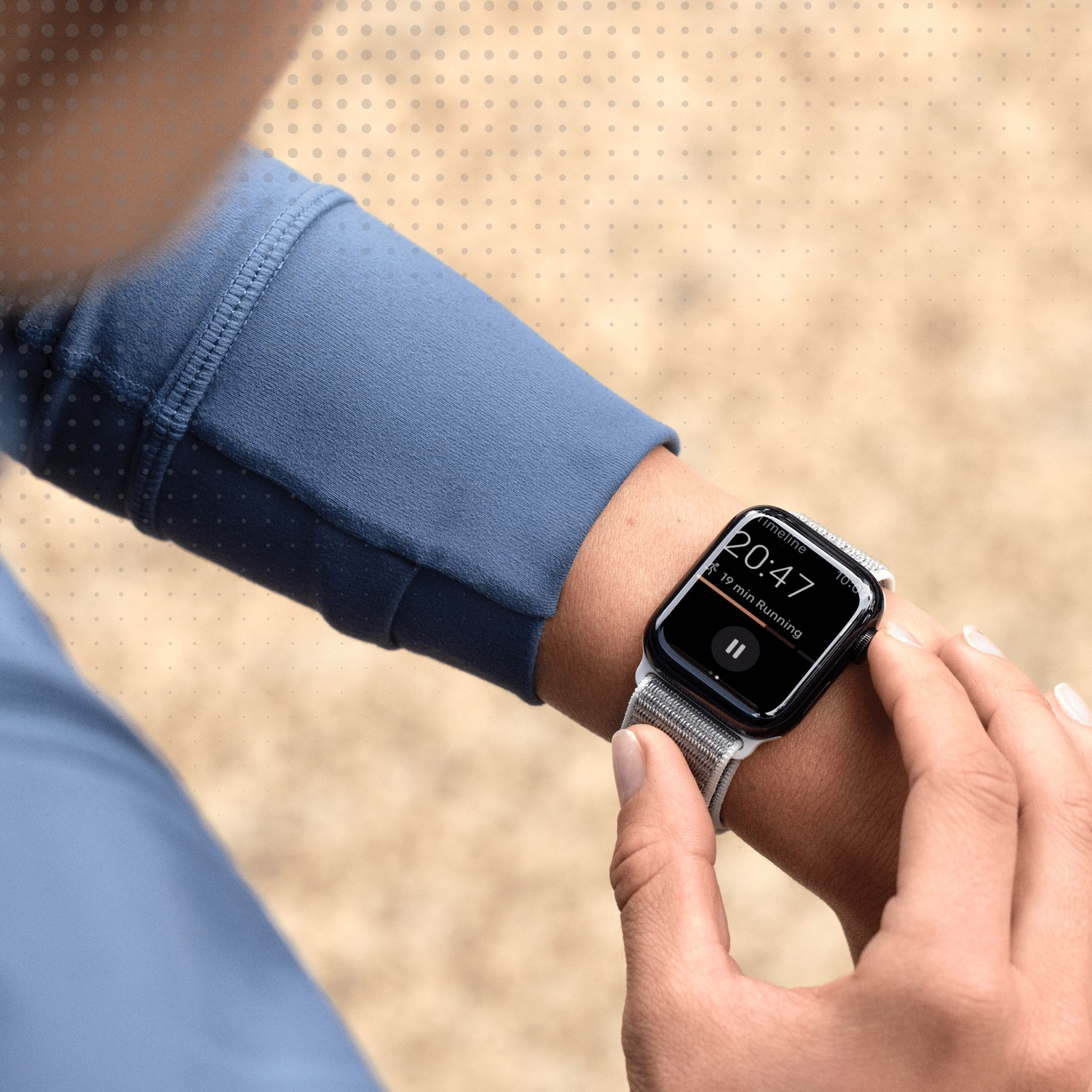 Person looking at Apple Watch