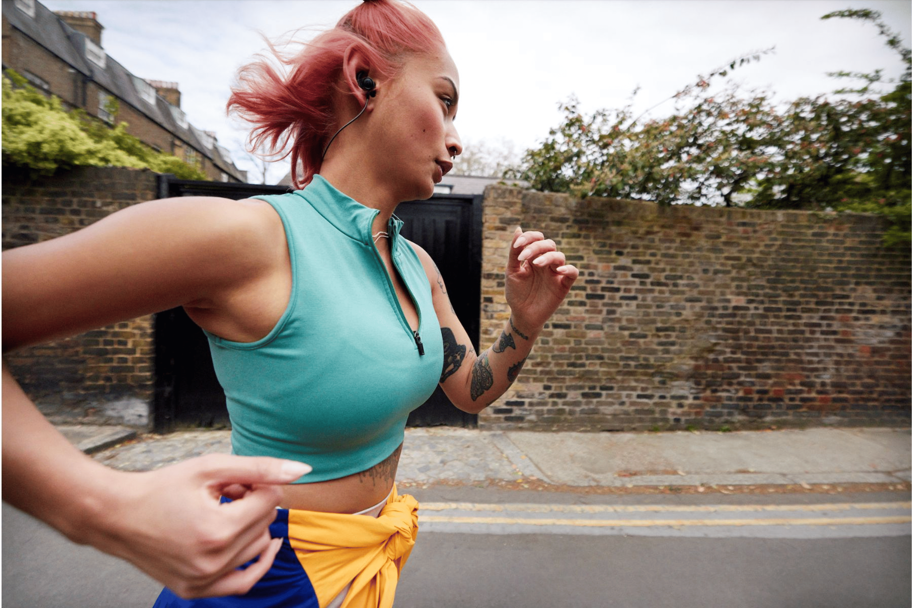 Woman running outside